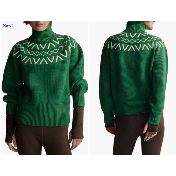 Varley Marcie Fair Isle Mock Neck Sweater in Verdant Green - Picture 1 of 4